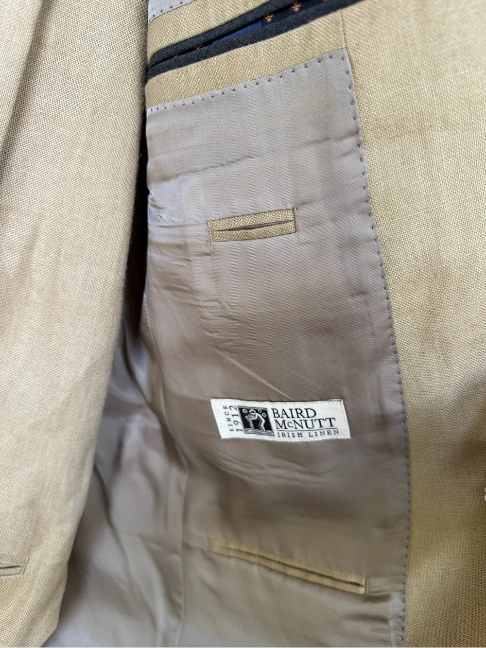 J.Crew Full Ludlow Linen Suit in Camel Tan Pants/Jacket, size 40 L Baird McNutt